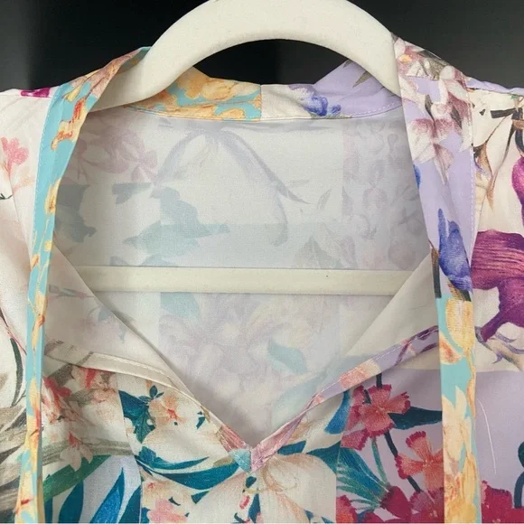 2 for 20$ 🩷🍊 Patchwork and floral print flounce necktie Maxi Dress​ - Picture 5 of 11